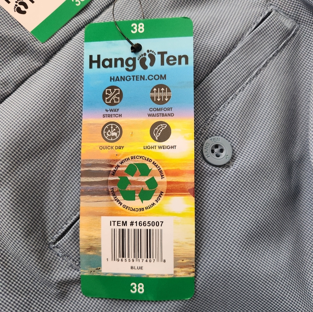 HANG TEN Men's Hybrid Light Blue Zipper Pockets Regular Fit Shorts Size 38 (XL) - Picture 10 of 13